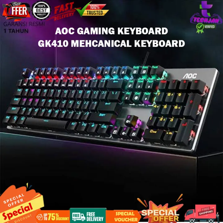 AOC GK410 Gaming Keyboard Mechanical Keyboard Metal Panel Blue Black Brown Switch Wired Keyboard Gaming Full Key Game