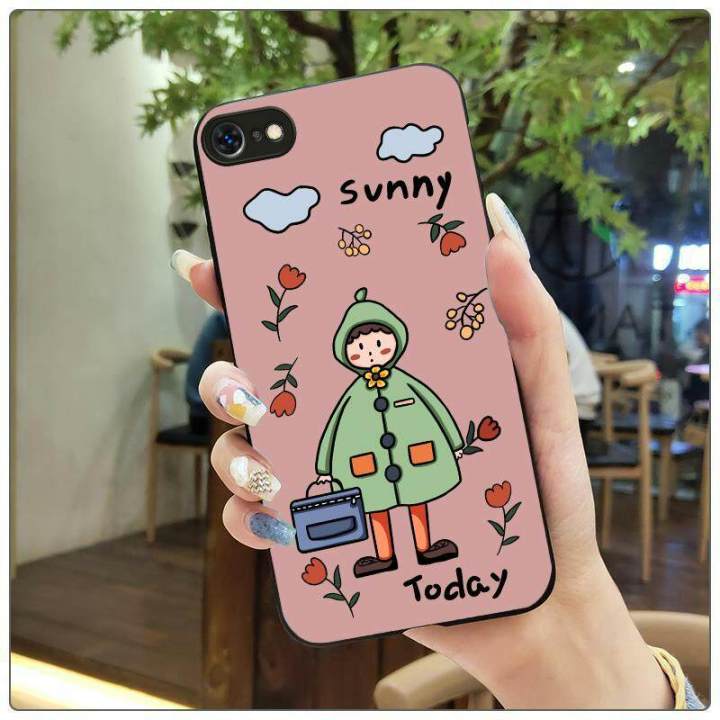 For iPhone Back Cover Case Fashion Cartoon girl Shockproof