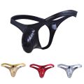 Men Thong Sexy Underwear Shorts Patent Leather Underpants Pouch Thongs G-string. 