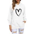 Cross-border European and American fashion casual love print loose hooded back bag collar velvet sweatshirt jacket spring and autumn women's top. 