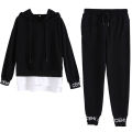 Junior High School Student Loose plus Size Women's Clothing Sportswear2022Spring and Autumn FatmmHip-Hop Pullover Girl Set. 