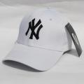 Full White Cotton Ny Logo Curved Baseball Cap For Men. 