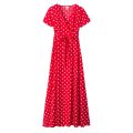 Summer Ladies Long Split Dress Polka dot Beach Dress Maxi Dress Women Evening Party Dress Floor-length Beach Hobo Sundress. 