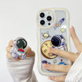 DEL for Samsung Galaxy S21 5G Back Cover (With Free Holder) Fashion Astronaut Transparent Phone Case Camera Protection Soft Wavy TPU Cover. 