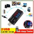 Dual USB Power Current Voltage Meter Tester Portable Mini Current and Voltmeter Detector. 