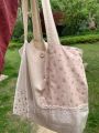 Patchwork Contrast Color Flower Print Shoulder Handbags Fashion Y2k Underarm Bag High-capacity Women All Match Canvas Tote Bags.