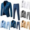 Wedding Suits For Men Elegant Blazers Set 3 Pieces Formal Classic Jackets Vest Pants Full Coats Luxury Business 2024 Costume.