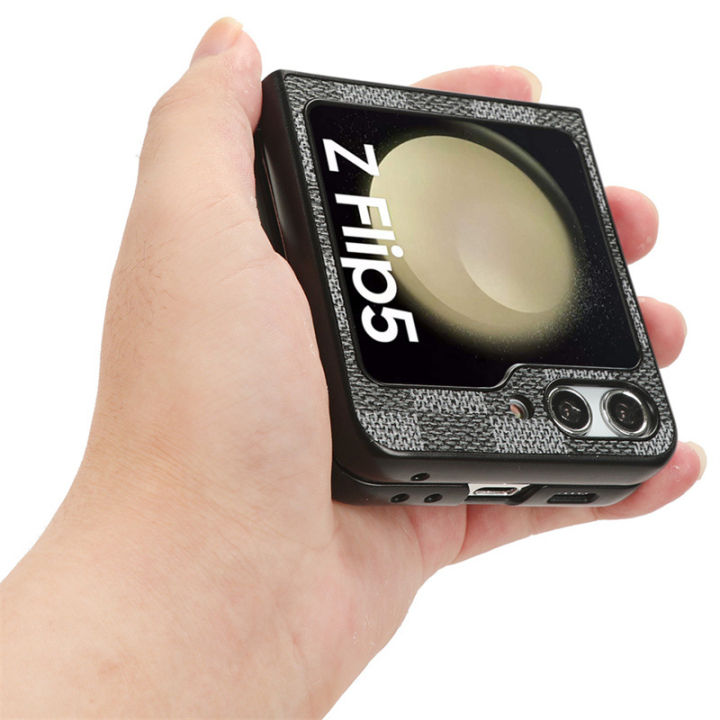 Phone%20case%20For%20Samsung%20Galaxy%20Z%20Flip5%20Back%20cover%20Canvas%20Plaid%20Cowhide%20Texture%20Design%20for%20For%20Samsung%20ZFlip%205%20Cover%20cases%20-%20Image%2010