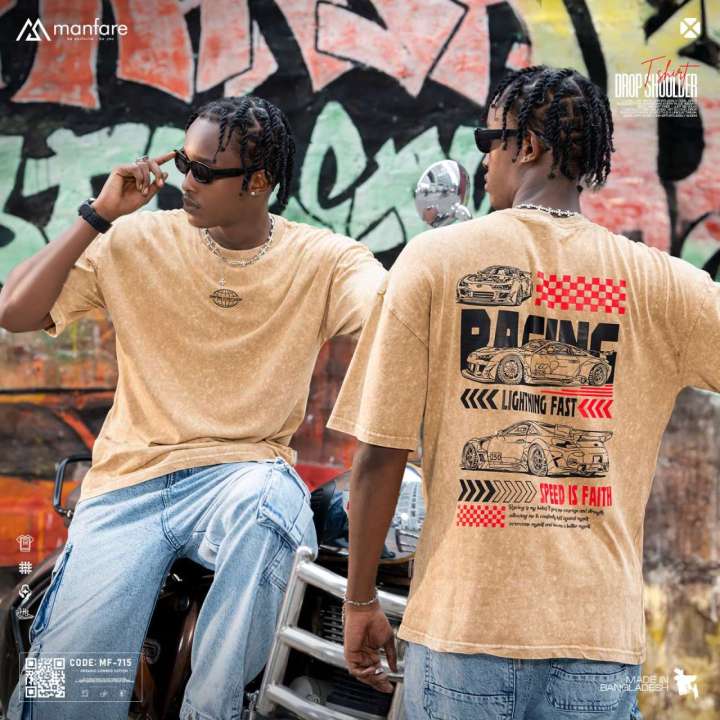 Acid Wash - Most Trendy Drop Shoulder T Shirt | MF-715