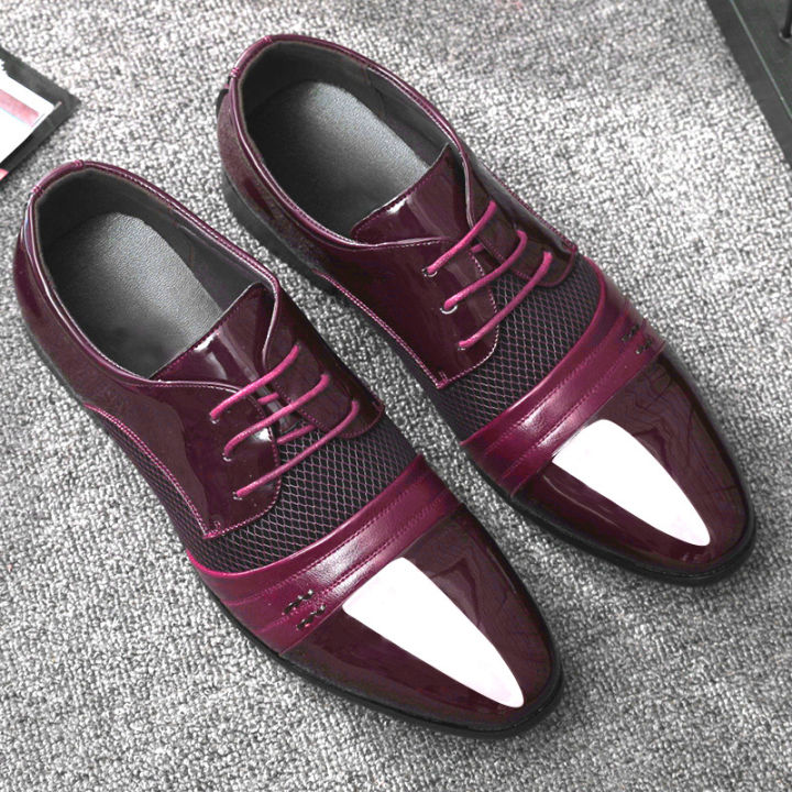 Former PU Leather Shoes for Men Lace Up Oxfords Wedding Shoes for Male Dress Shoes for Party Zapatos Para Hombre De Vestir KEEMEEUYZO