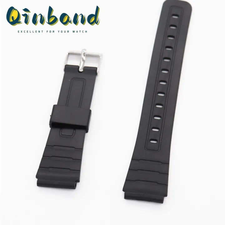 Watch Band Replacement Strap For Casio W-800H Black PU Resin Plastic Wrist Strap SGW-400H 18mm F91W F84 F105/108 A158/168 AE1200/1300 Watch Accessories