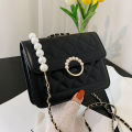 Diamond Lattice Chain Pearl Ladies Shoulder Bag. 