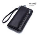 Women's wallet rfid anti-theft brush foreign trade Korean version fashion and simple leather long passport bag clutch. 