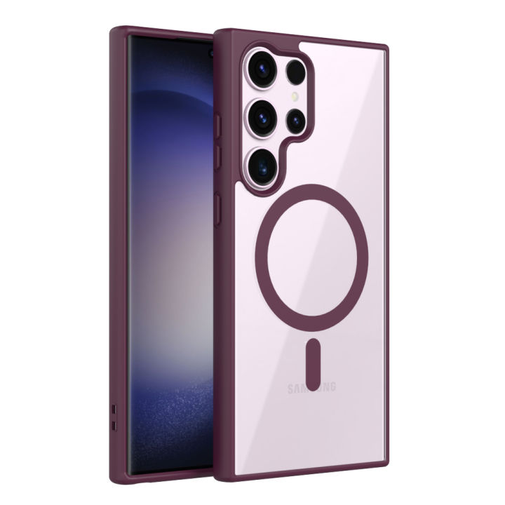 Samsung%20Galaxy%20S23%20Ultra%20MagSafe%20Compatible%20Shockproof%20Transparent%20Slim%20Fit%20Wireless%20Charging%20supported%20Frosted%20Border%20Phone%20Back%20Case%20Mobile%20Cover(Back%20Case%20Cover%20For%20Smartphone)%20-%20Image%202