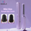 HEGRUS 2 in 1 Mini Straight Hair Comb Straightening Curling Brush Fast Heating Negative Ion Wireless Hair Straightener Gift Metal Ceramic Heating Element Styling Tools Women. 