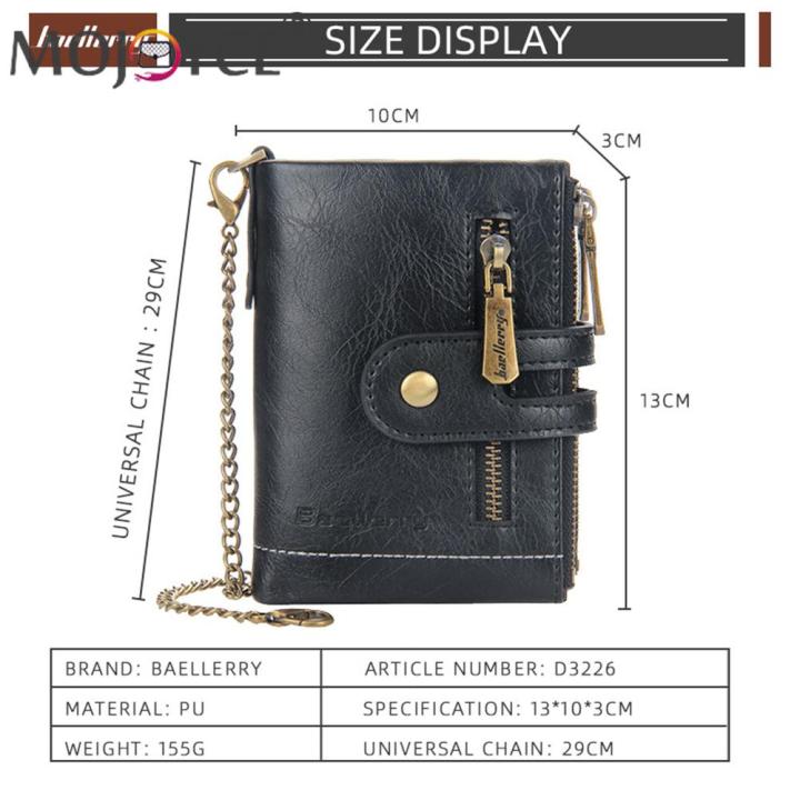 Retro%20Men%20Double%20Zipper%20Short%20Wallet%20Portable%20Multi-slot%20Mini%20Purse%20Card%20Holder%20with%20Chain%20Fashion%20Solid%20Color%20PU%20Leather%20Burse%20-%20Image%208