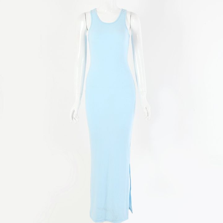 Articat%20Sleeveless%20Spaghetti%20Strap%20Dress%20Women%20O%20Neck%20Solid%20Slit%20Maxi%20Dress%20Spring%20Summer%20-%20Image%207