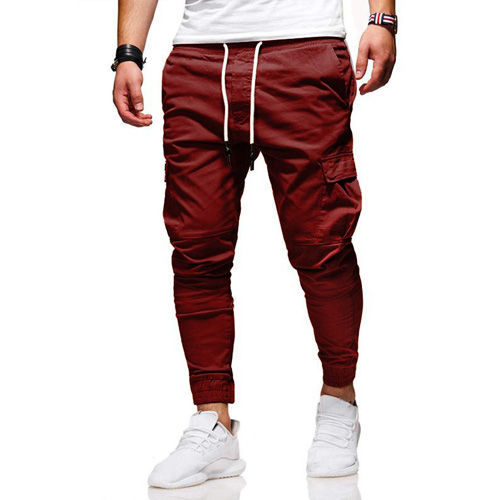Winter Men's Cargo Pants Joggers Casual Sweatpants Multi-Pocket Fashions Black Trousers