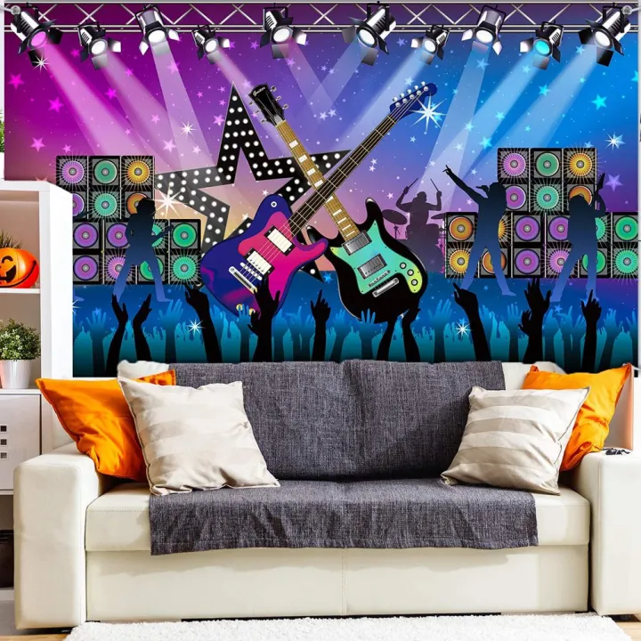 1%20Pcs%20Karaoke%20Party%20Decorations%20Supplies%20Fabric%20Rock%20Star%20Vacation%20Party%20Backdrop%20Banner%20for%20Party%20-%20Image%204