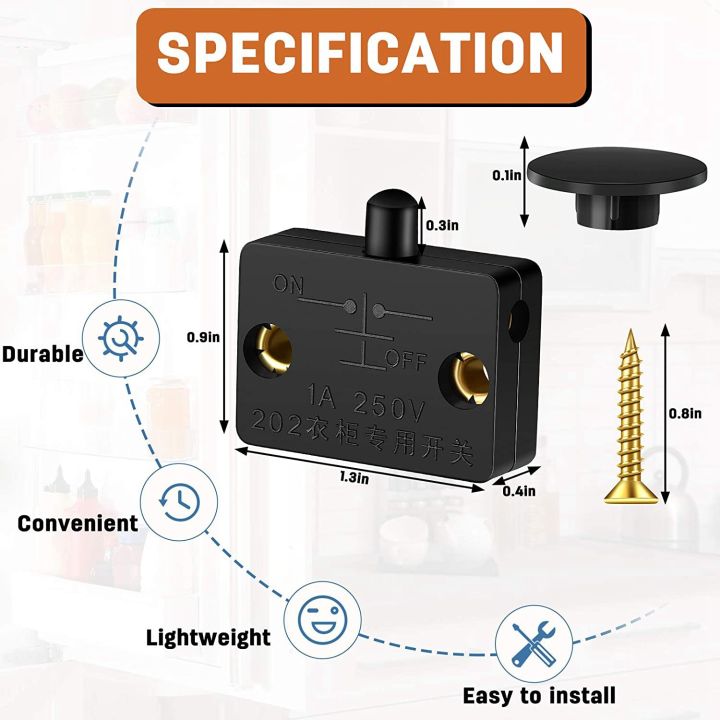ZOROOM%208%20Pieces%20Cabinet%20Lamp%20Switch%20Automatic%20Door%20Switch%20Contact%20Switch%20for%20Wardrobe%20Applicable%20to%2012V%2024V%20110V(White)%20-%20Image%208