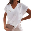 Sunnyheart Tee Shirt Soft Material Leisure Female Contrt Color T-shirt.