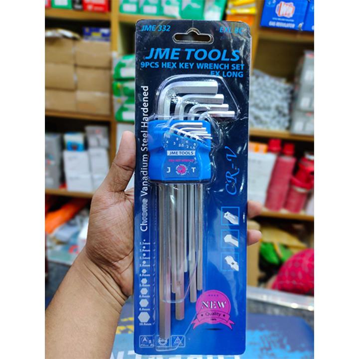 JME BRAND 9pcs Long Arm Hex Key Set Allen Wrench (1.5/2/2.5/3/4/5/6/8/10mm)