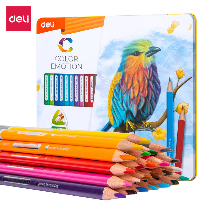 Deli EC00225 Color Emotion 24 Colors Pencil with Metal Box