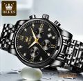 Ole-vs 2858 Stainless Steel Chronograph Wrist Watch For Men - White & Silver & Golden - Watch For Men.