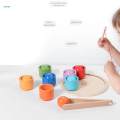 Rainbow Balls in Cups Wooden Sorter Game Wooden Sorting Balls Toys for Primary Activity Kindergarten.