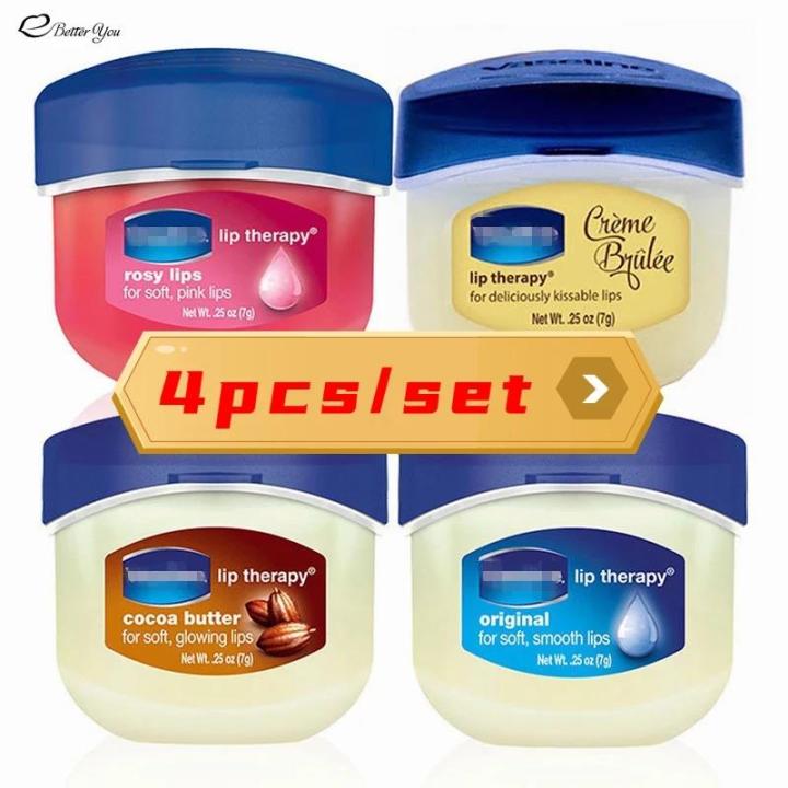 Lip Makeup Care Vaseline Lip Therapy Petroleum Jelly Lip Balm Original Cocoa Brulee 7g 0.25 Oz Lip Care Lip Balm 4pcs/set Superman Ruoias