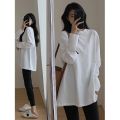 White Inner Long Sleeve T Women's T-shirt Autumn and Winter 2023 New Midi Hip-Covering Dralon Brushed Base Shirt Top.
