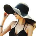 Hawaiian Summer Beach Floppy Hat Solid Color Women Wide Brim Straw Sun Cap. 