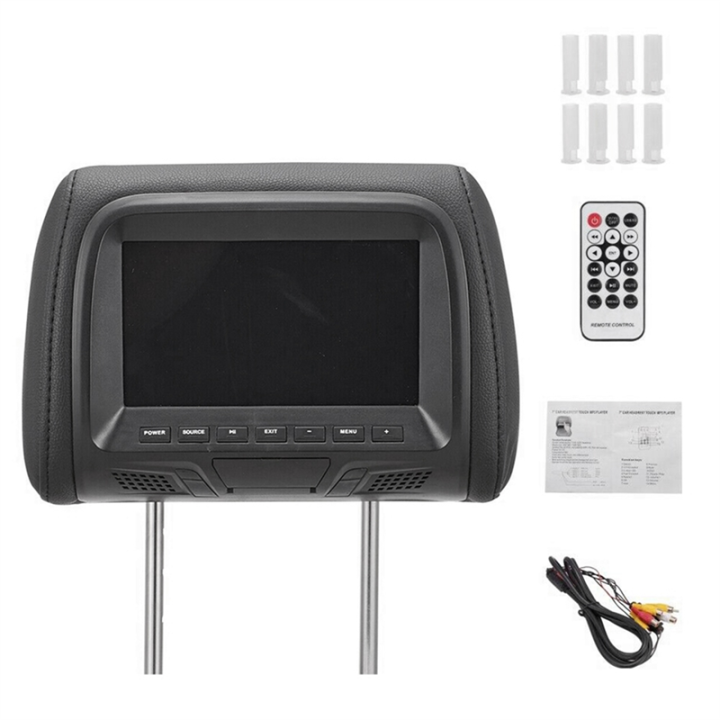 Universal 7Inches Car Headrest Monitor Screen Rear Seat Entertainment Multi-Media Player for AV USB SD MP4 MP5 FM Black