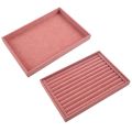 2x Pink Velvet Jewelry Ring Display Organizer Case Tray Necklace Earrings Bangle Storage Box Round Bar & Empty Dish. 