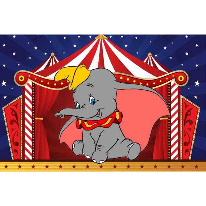 Custom Dumbo Circus Photo Backdrop Carnival Twinkle Star Newbon Boy Happy Birthday Party Photograph Background Banner Decoration