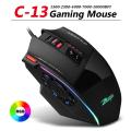 ZELOTES C-13 RGB Gaming Mouse With Side Buttons Macro Programming 10000DPI Adjustable 13 Key Wired USB Backlit Mouse For Desktop. 