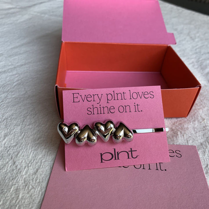 Korean Silver Heart Metal Hairpin For Girls Y2k Hair Clips Hair Accessories MIO Super Store