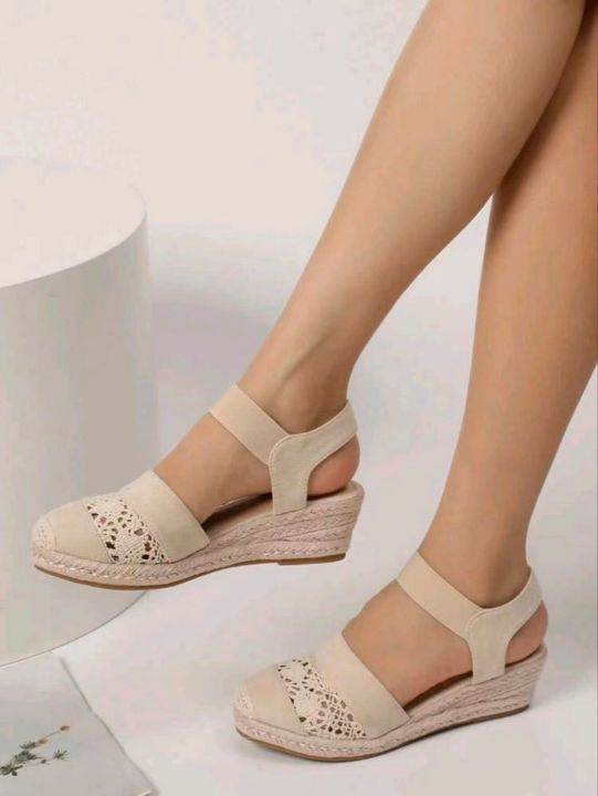 Women Wedge Heel Espadrilles Closed Toe Slingback Shoes Slip