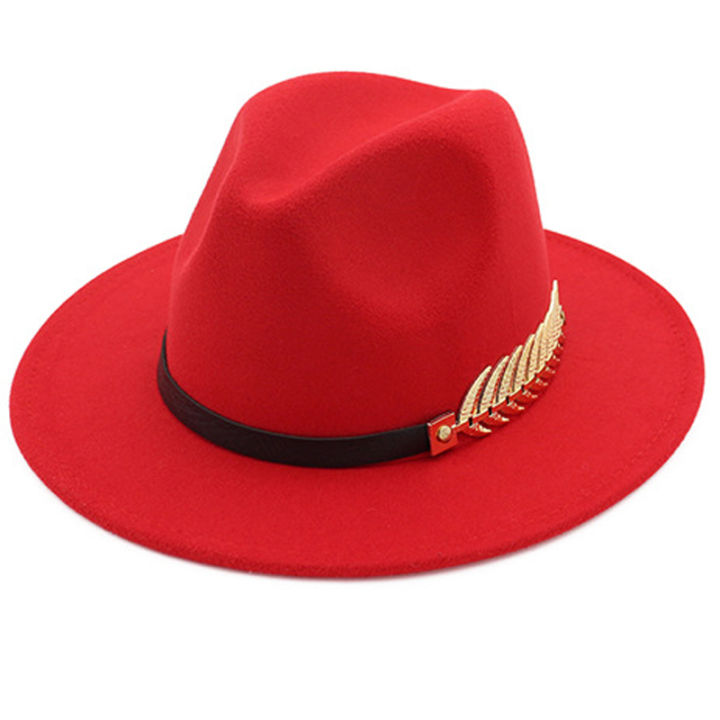 Alien Ladies Wool Fedora Warm Jazz Hat Chapeau Femme feutre Panaman cap Felt Women Fedora Hats with Pearls Belt Vintage Trilby Caps