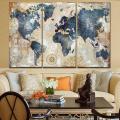 【beauty code store】(NEW)3 Pcs/Set World Map Wall Art Home Living Room Decoration Gift.