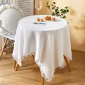 Night Market Stall Tablecloth Style Cotton Linen French Style Small round Table Light Luxury Day Photo White Japanese Style Coffee Table Cloth Dormitory。. 