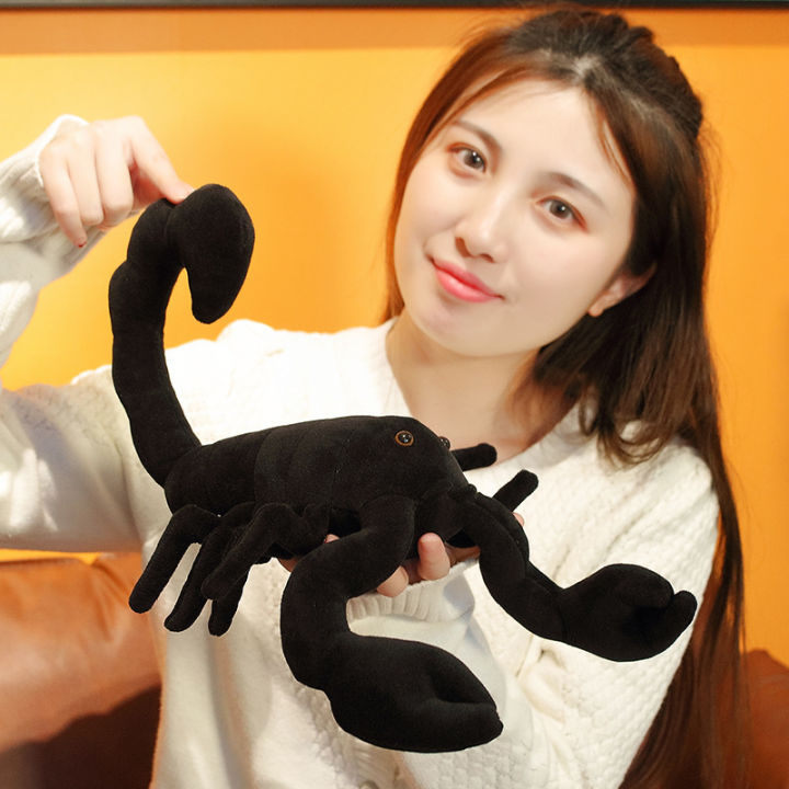New creative doll simulation, funny and cute black scorpion pillow, boy gift, plush toy