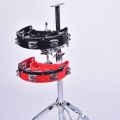 Double Ring Moon Tambourine Tambourine Jazz Drum Rhythm Tamborine Percussion Instrument Accessories-Red. 