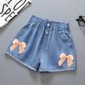 Summer Girls Kids Jeans 2024 New Casual Clothes Solid Baby Denim Pants Soft Girls Fashion Short Trousers for 3-10 Yrs Children.