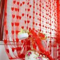 Heart Polyester Window or Doorway Curtain - Red - Porda. 
