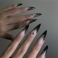 24pcs y2k Long Pointed False Nails Cool Girl Style Silver Flame Pattern Press on Nails Detchable Full Cover Nail Patches. 