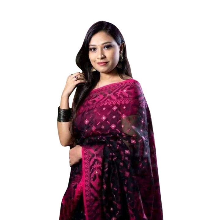 Exclusive Design Jamdani Sarees For Women Marun Black Red Tangail saree - Classic Ethnic Wear - Handwoven Sari - Elegant Fashion