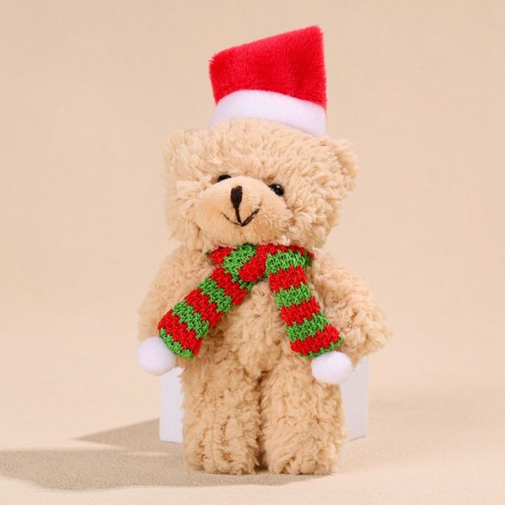 【Shop the Latest Trends】 Bear Plush Doll Bear Scarf Flower Christmas Plush Bear Soft PP Cotton Christmas Bear Doll Cute Cartoon Christmas Bear Plush Pendant Christmas Gift