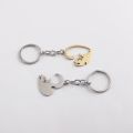 2Pcs Puzzle Cat Keychain Couple Lover Animal Matching Keyring Pendants Valentine's Day Gift Stainless Steel Love Heart Key Chain.
