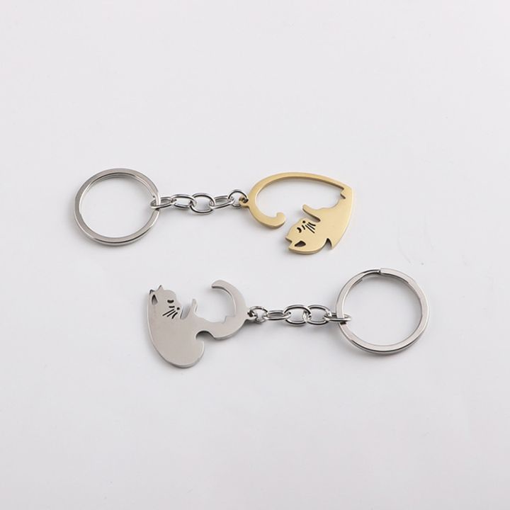 2Pcs%20Puzzle%20Cat%20Keychain%20Couple%20Lover%20Animal%20Matching%20Keyring%20Pendants%20Valentine's%20Day%20Gift%20Stainless%20Steel%20Love%20Heart%20Key%20Chain%20-%20Image%204